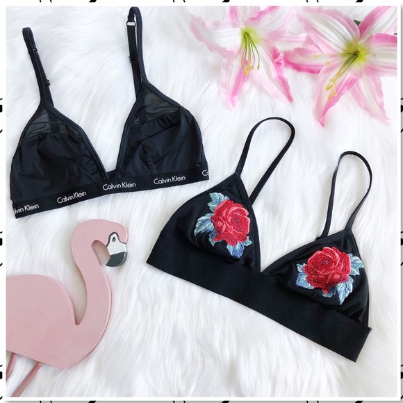 PINK Victoria's Secret Other - VS Pink/CK Black Bralettes Rose Embroidered